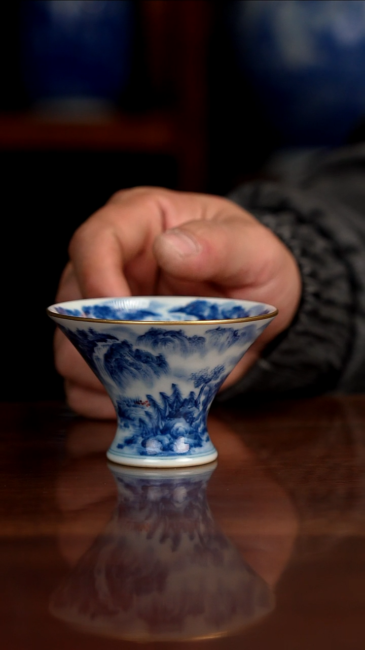 景琳藏青花北派山水