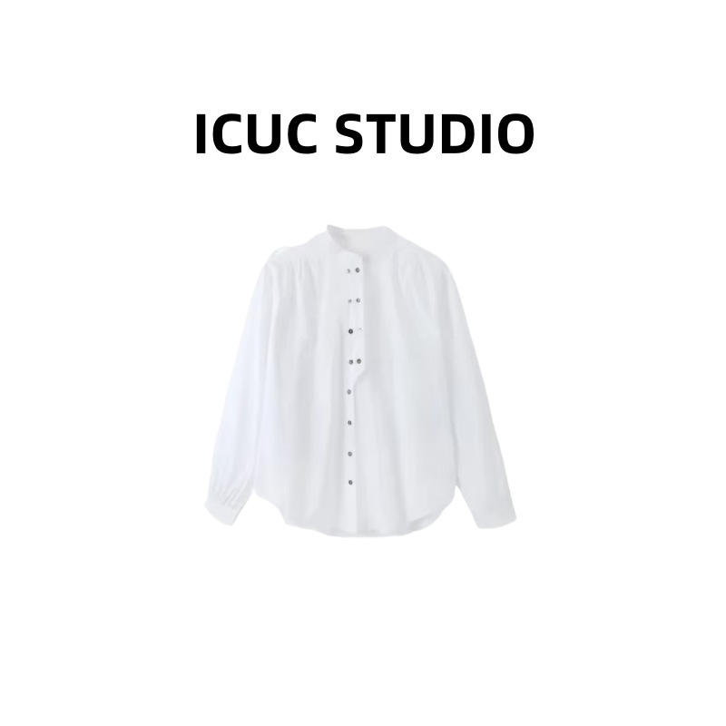 ICUC定制-【江南双排扣立领休闲衬衫】早春新款时尚洋气小衫88536