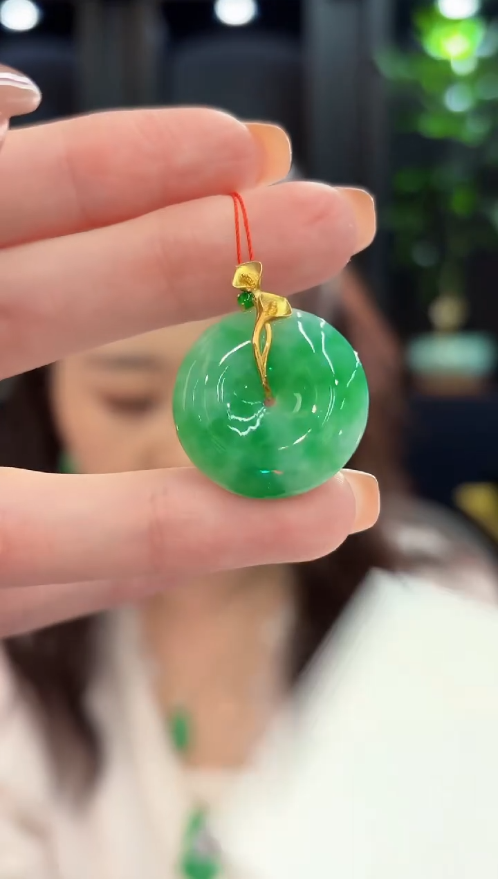 吊坠(不含链)18K金镶嵌翡翠 缅甸A货/支持复检/一件