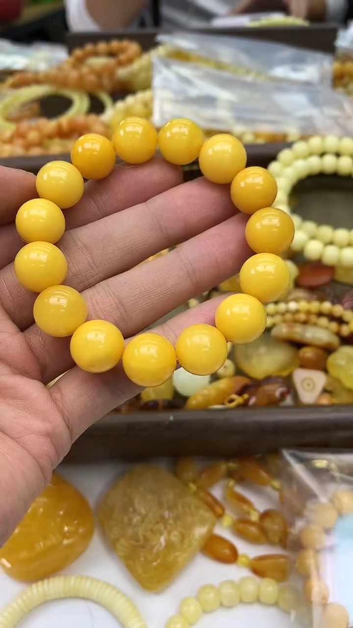 裸石蜜蜡未镶嵌手串13.7