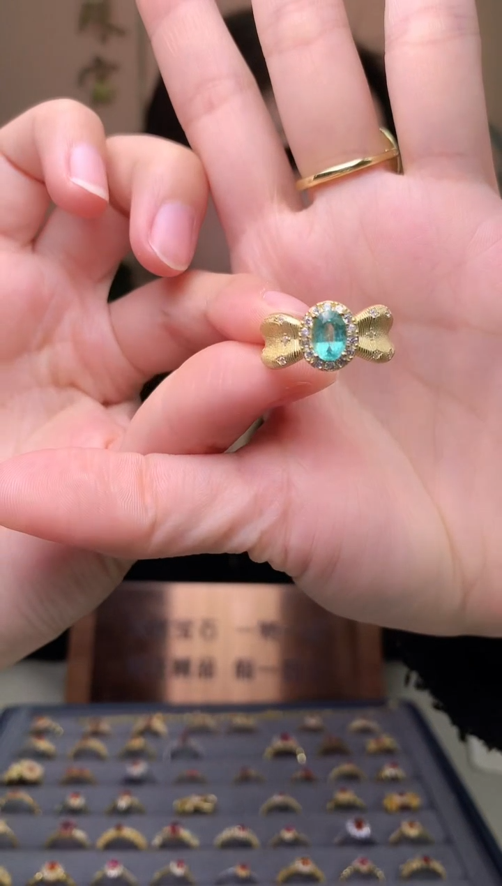 【闪购商品】祖母绿戒指银S925镶嵌戒指