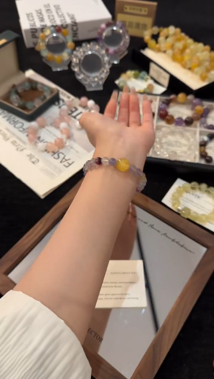 合金手链水晶彩萤石x3152