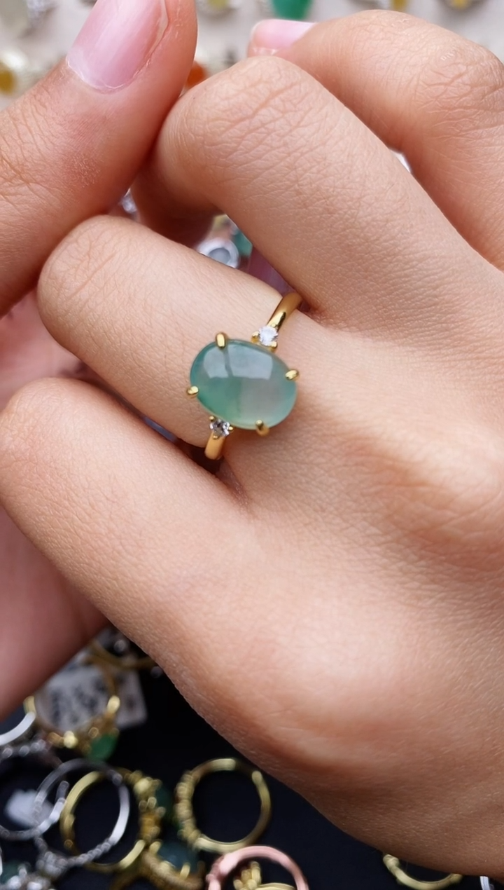 【闪购商品】翡翠戒指银S925镶嵌缅甸翡翠