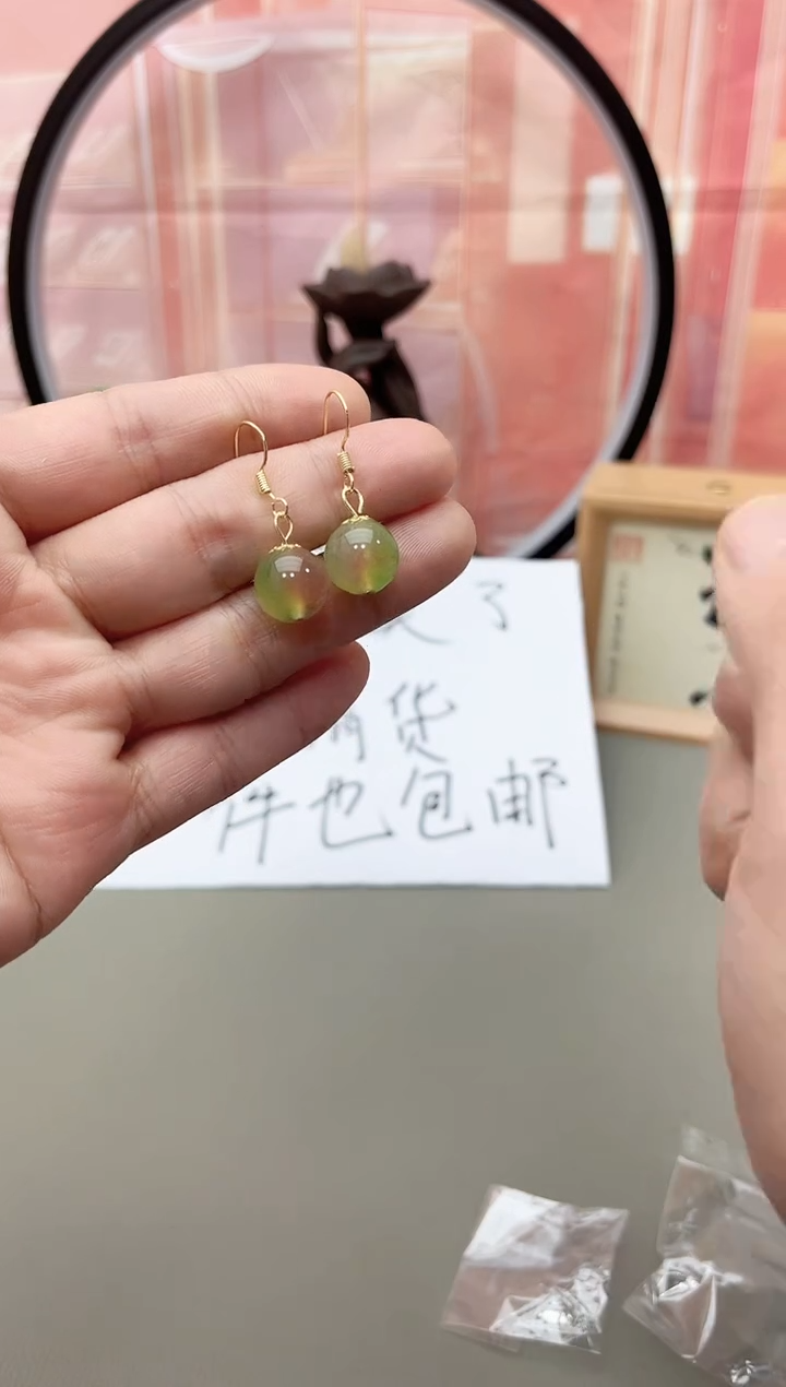 银S925镶嵌耳坠玛瑙/玉髓j101