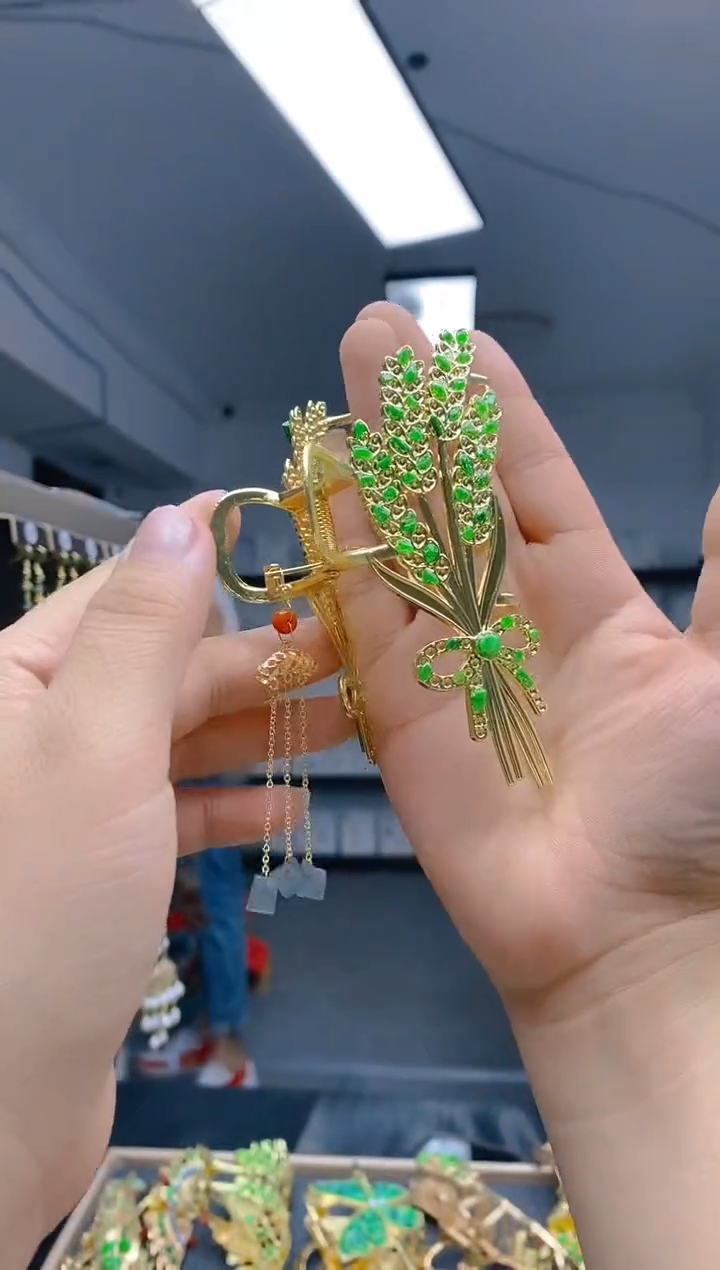 【闪购商品】翡翠耳饰合金88翡翠发簪