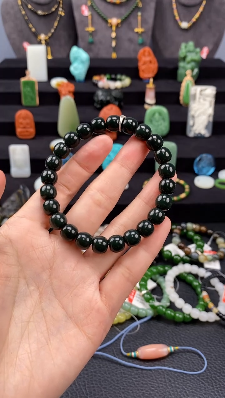 【闪购商品】和田玉-未镶嵌9MM青玉老型手串