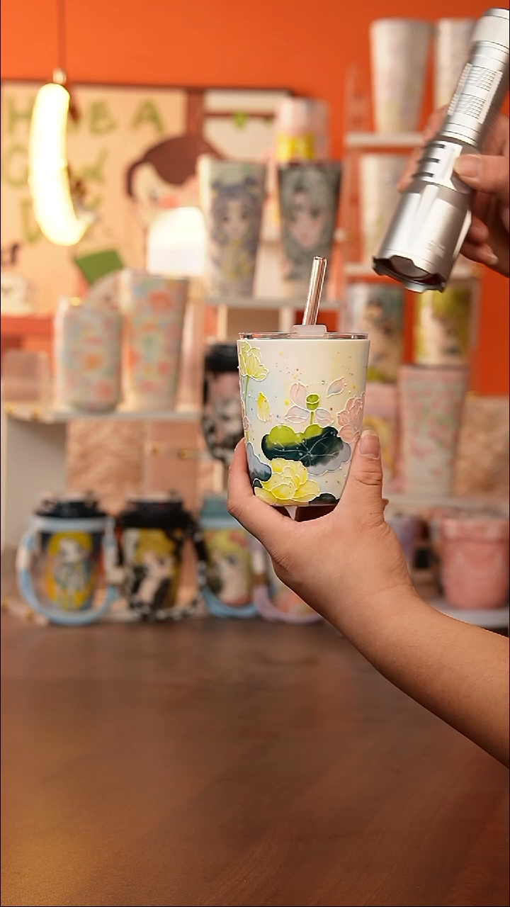 (玉泥）景德镇手工手绘万花文创陶瓷杯