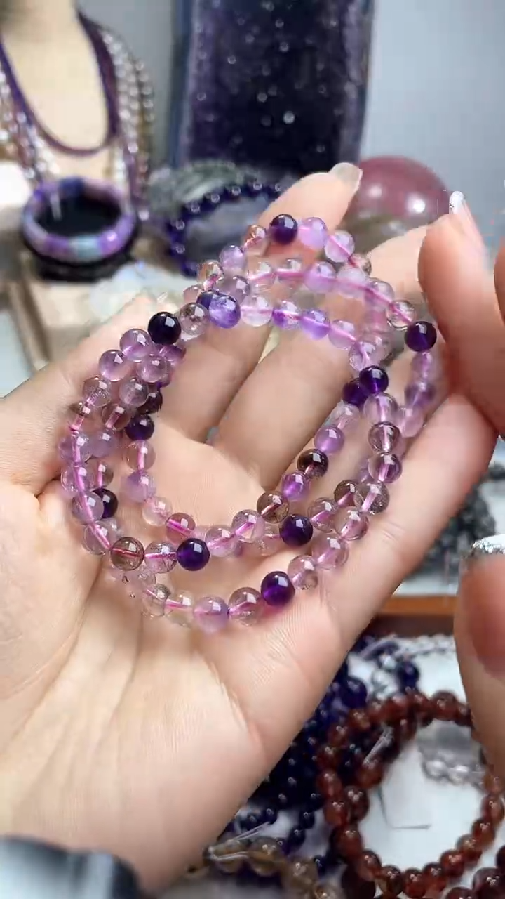 【闪购商品】水晶手链未镶嵌超七6mm三圈手链