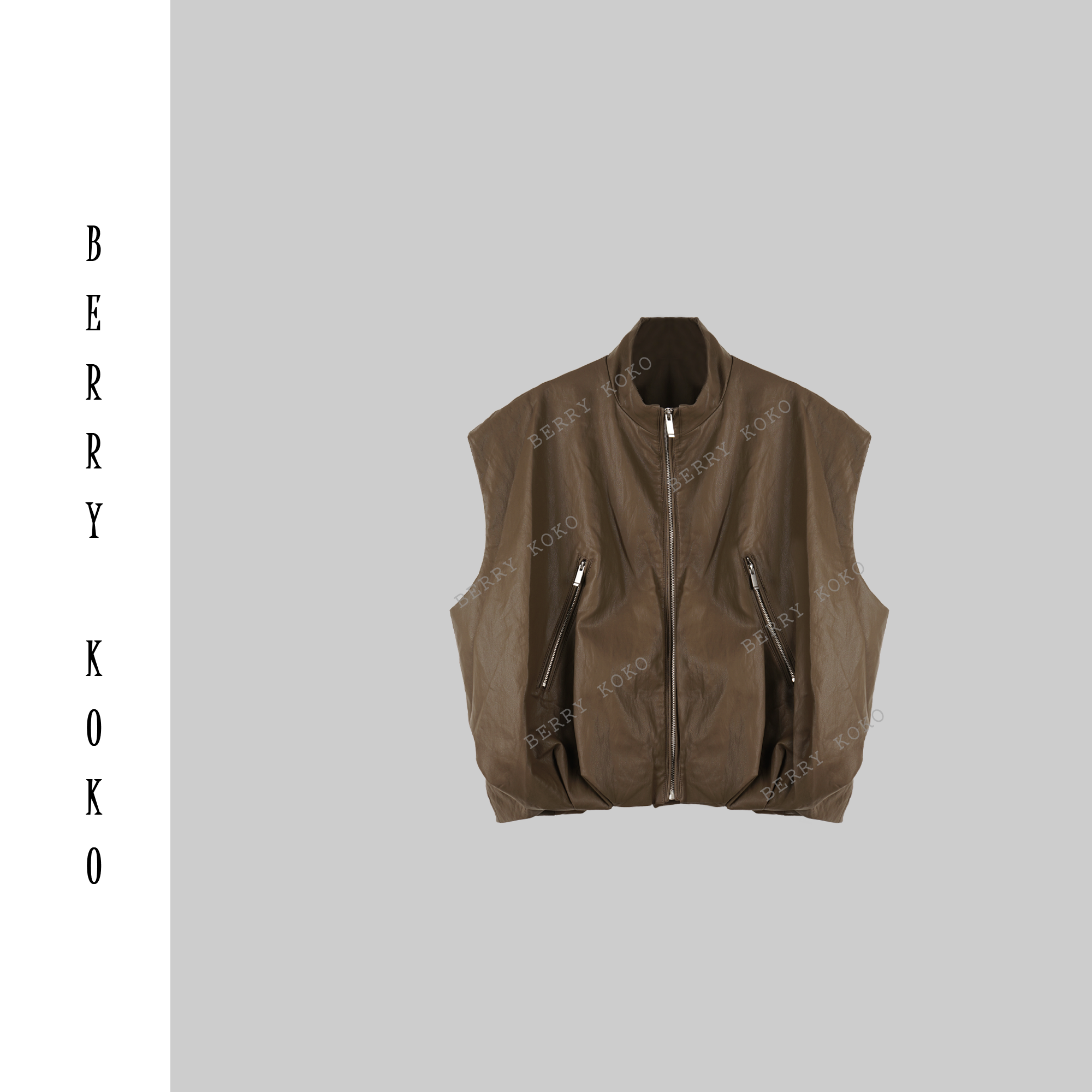 【MISSKO】秋款花苞型显瘦复古蛋白皮马甲（欢姐自留）时尚小众  W20