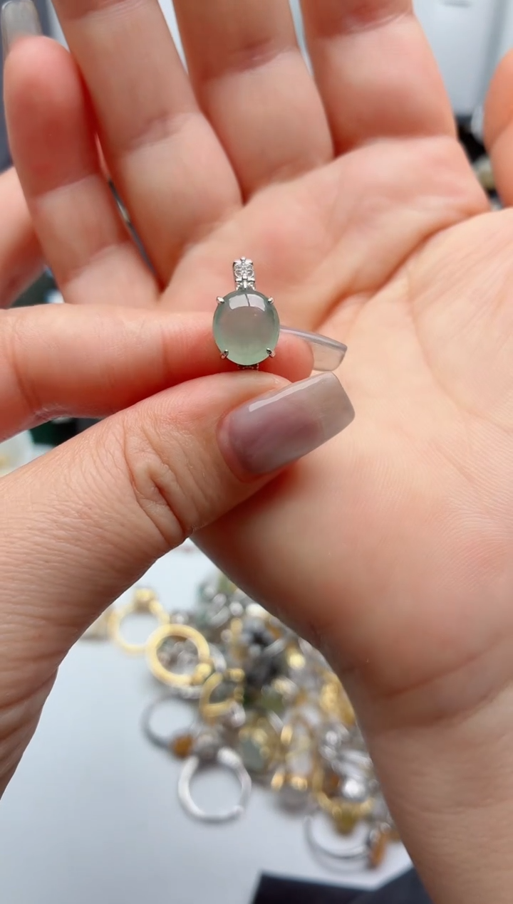 银S925镶嵌戒指翡翠.