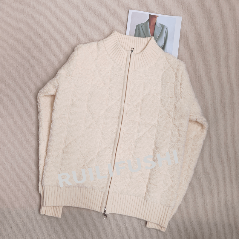 【小香风菱格-米白】毛衣厚外套女春秋季2025新款小个子巨好看开衫