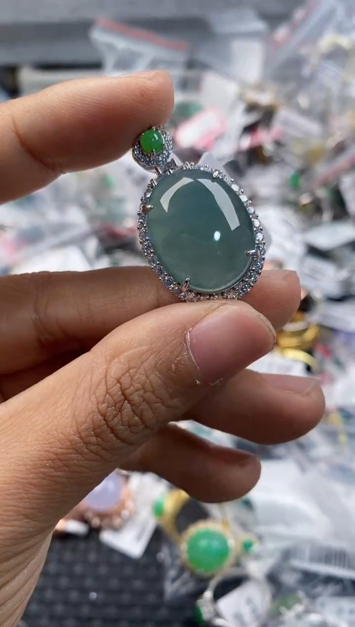 银S925镶嵌戒指翡翠888      8