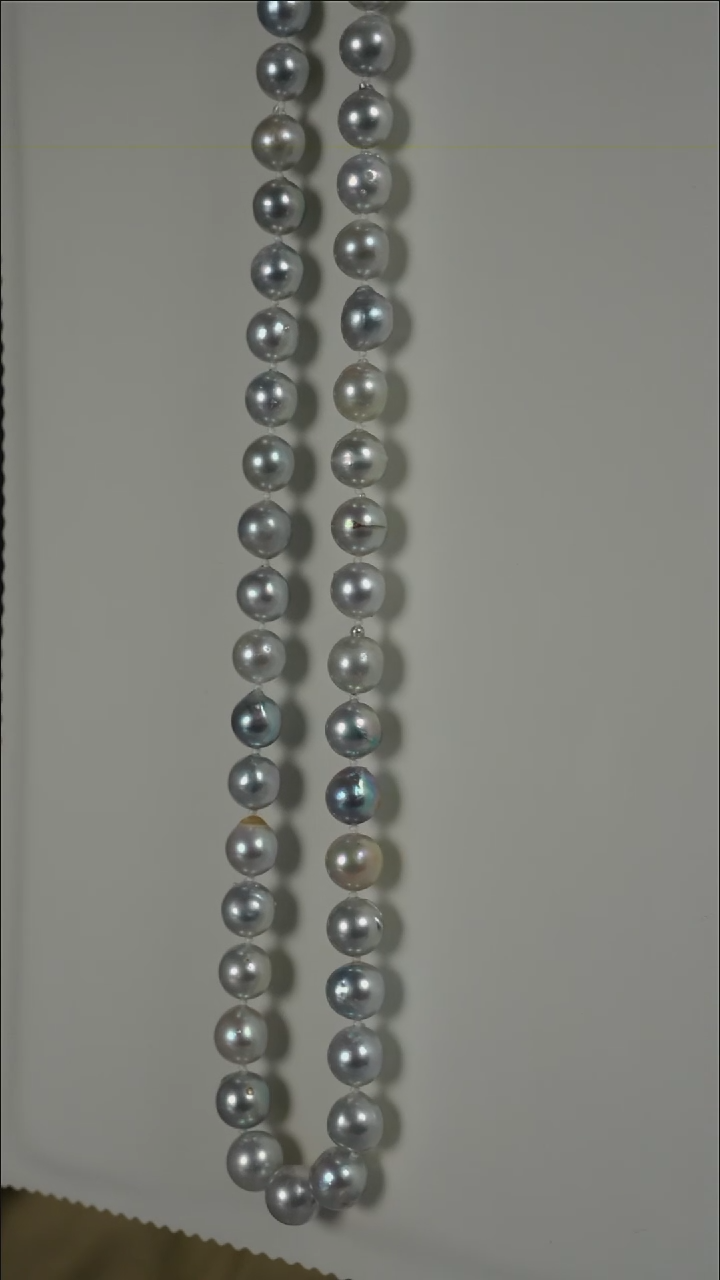 项链银S925镶嵌海水珍珠AK真多麻8.5-9mm