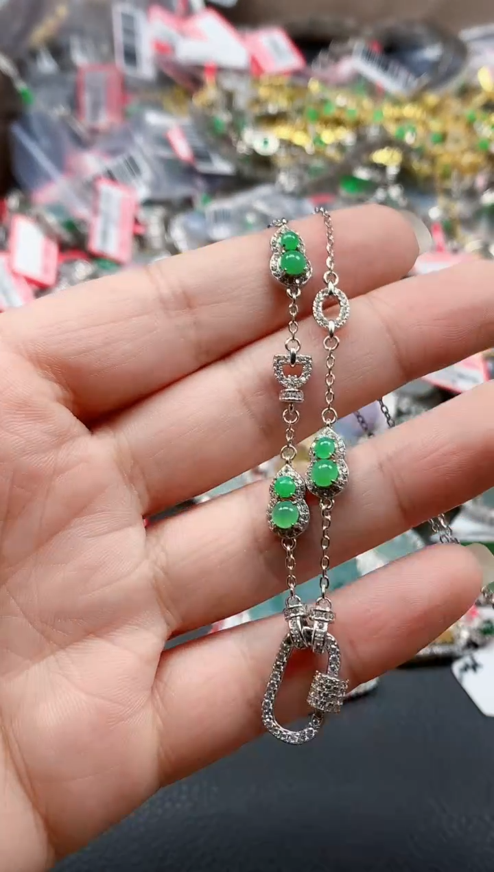 银S925镶嵌戒指翡翠天然A货缅甸翡翠