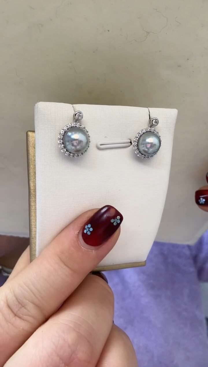 未镶嵌耳饰海水珍珠真多麻8mm+S925银耳钉