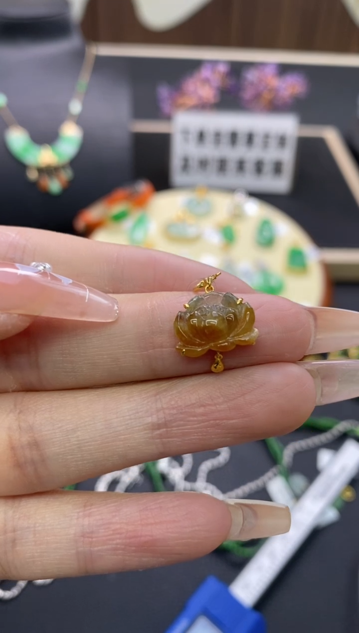 【闪购商品】翡翠颈饰18K金镶嵌净货15963