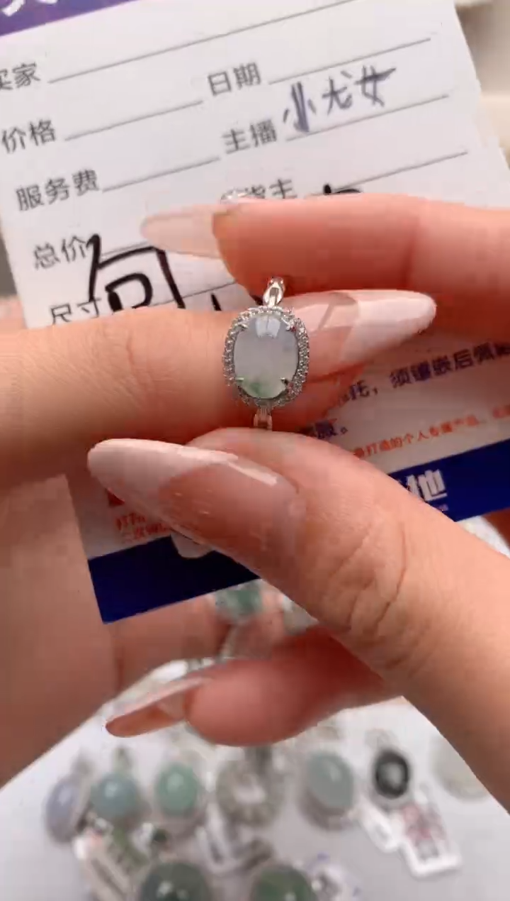 【闪购商品】翡翠戒指银S925镶嵌3号
