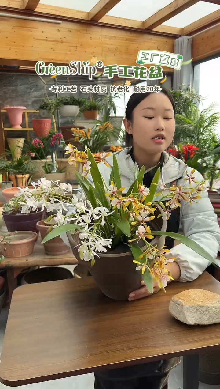 25.5*22/OT25/巧克力色镜面手工拉丝花盆外贸尾单