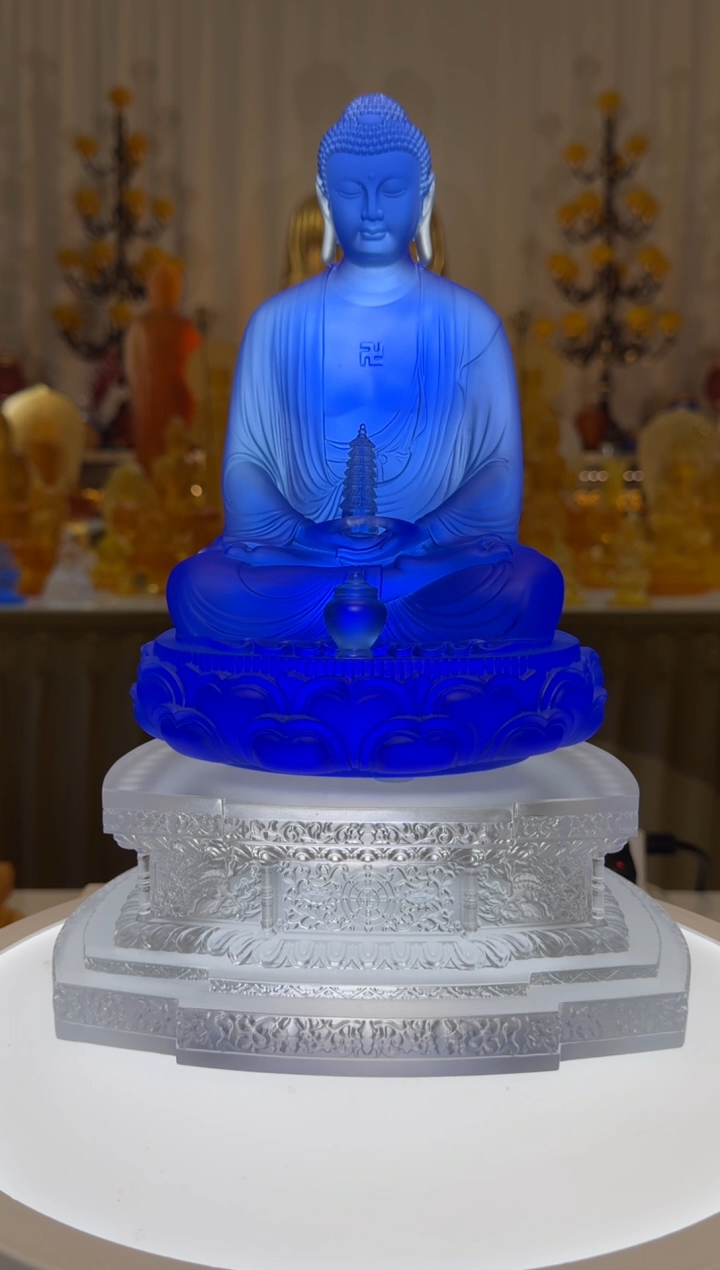 手工艺品琉璃小*总药师佛22公分