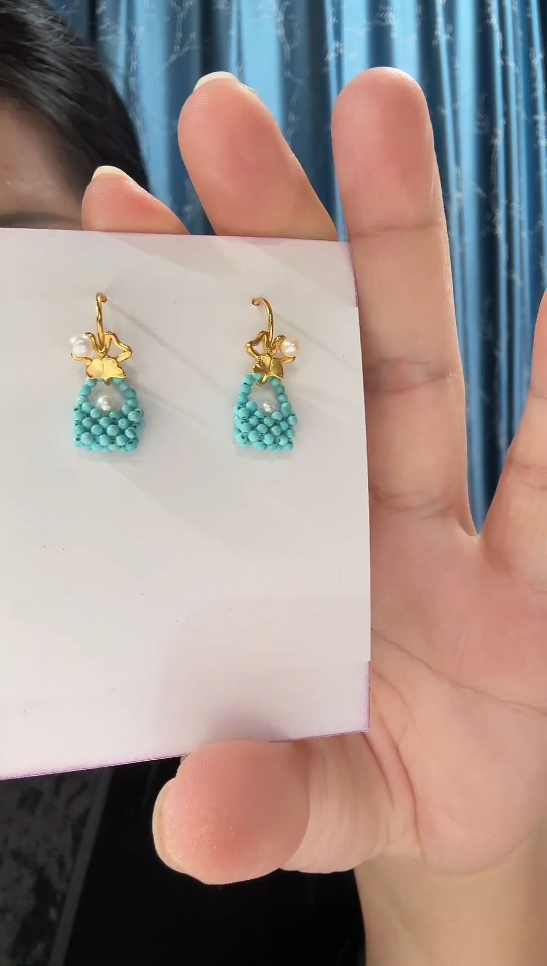 未镶嵌绿松石耳饰绿松石包包耳坠