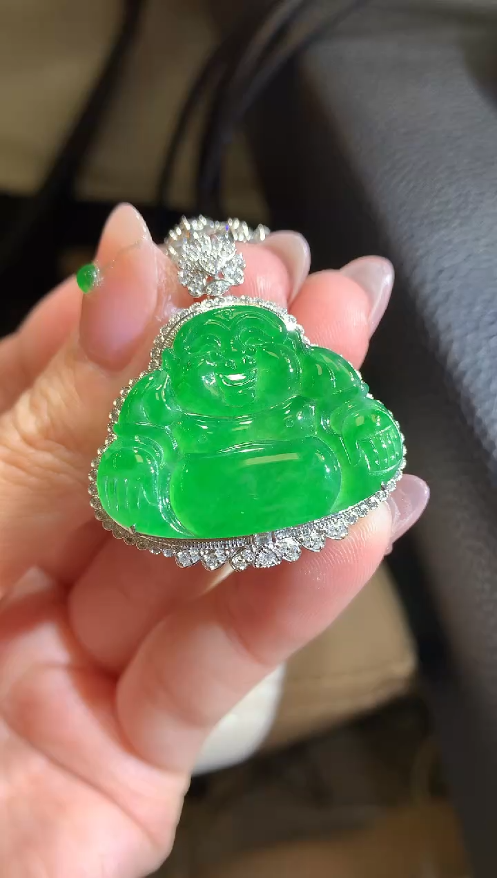 【闪购商品】翡翠吊坠(不含链)18K金镶嵌84-佛公