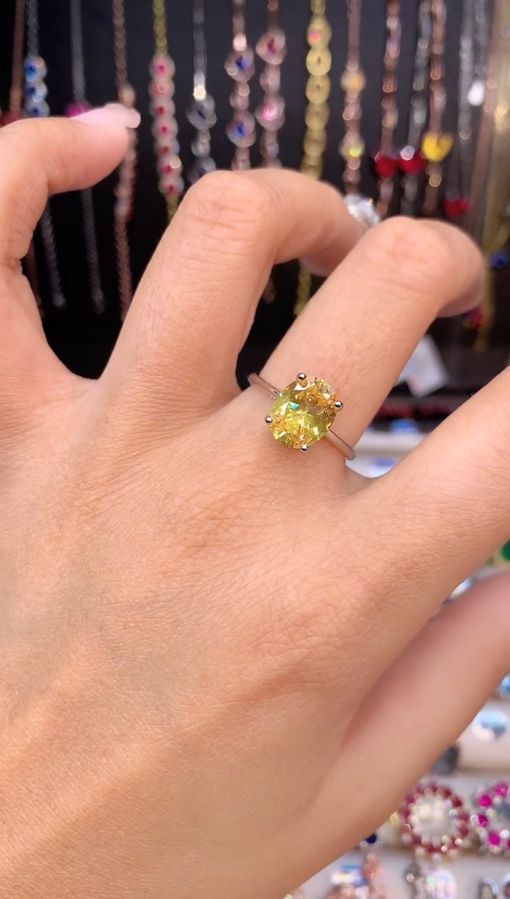 烟晶戒指银S925镶嵌银色