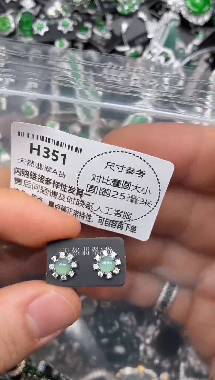 颈饰未镶嵌翡翠H351耳钉