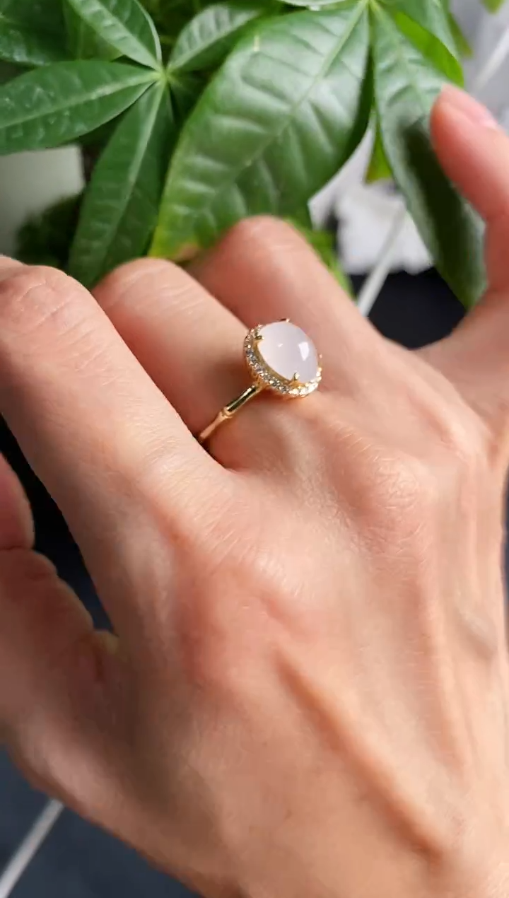 【闪购商品】翡翠戒指银S925镶嵌缅甸天然A货翡翠11  3-1