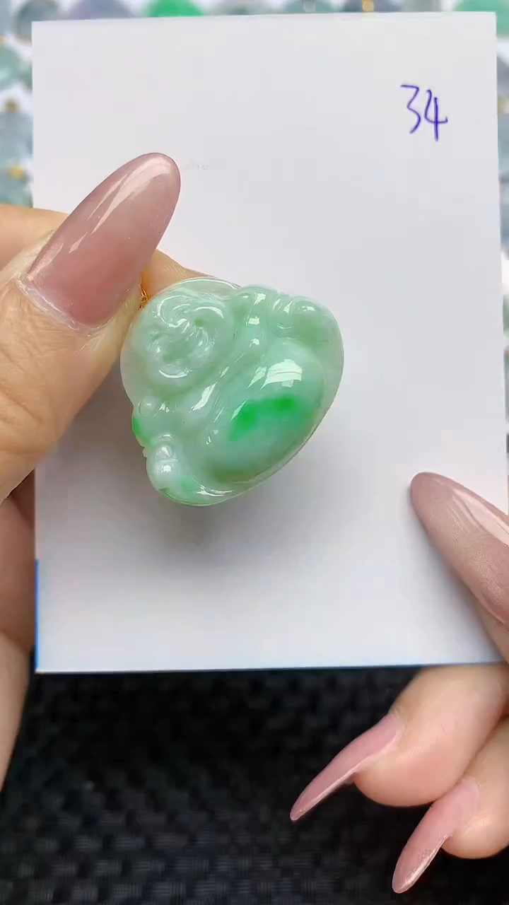 【闪购商品】翡翠颈饰18K金镶嵌天然A货翡翠 34