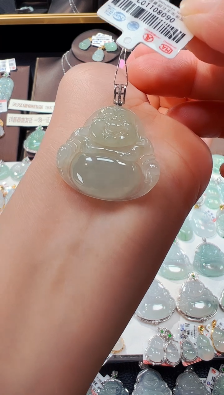 【闪购商品】翡翠吊坠(不含链)18K金镶嵌佛公吊坠1101