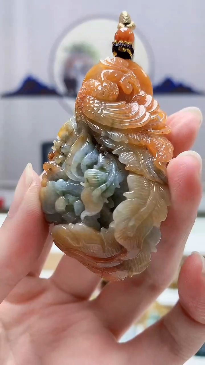 未镶嵌定制翡翠5060zm-毛货挂件凤凰92