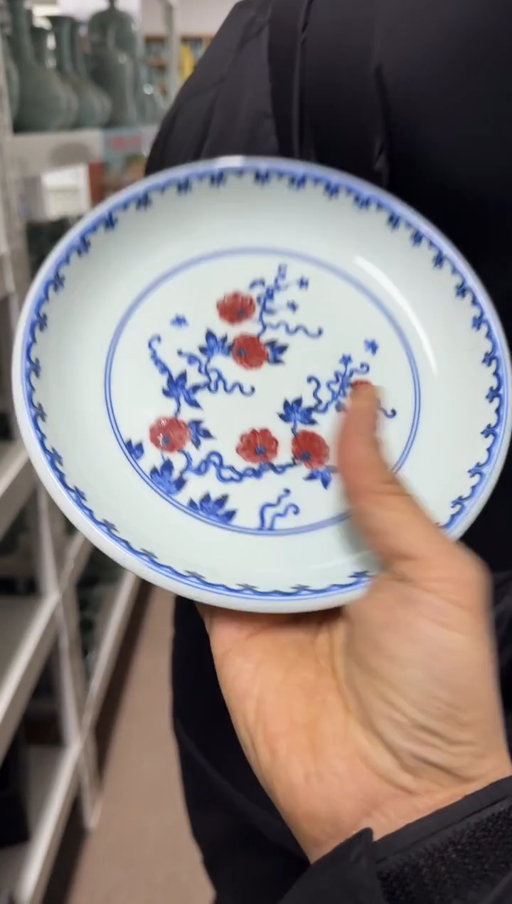 101-1青花釉里红瓜瓞绵绵壶承