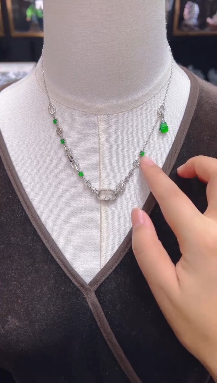 翡翠银S925镶嵌项链026（多样性发其一）