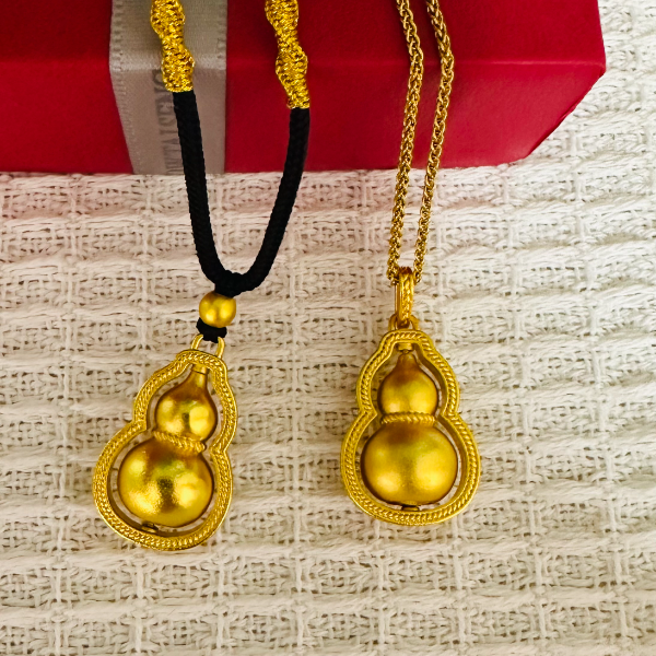 合金吊坠 精工不带钻合金葫芦吊坠挂坠双面金色精美男女都可带