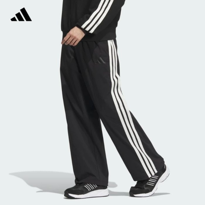 adidas/阿迪达斯宽松三条纹可调节直筒裤男新款JL6082