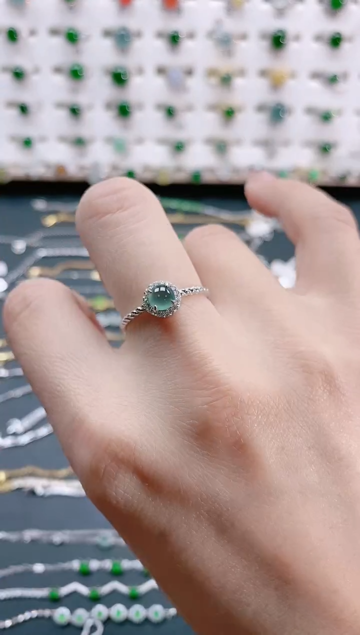 【闪购商品】翡翠戒指银S925镶嵌天然翡翠