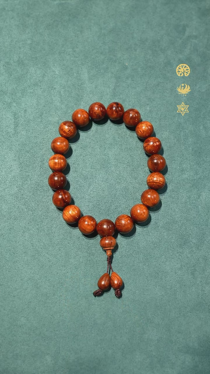 手串/手链黄花梨/降香黄檀海南黄花梨老料黄金底水波纹15受持