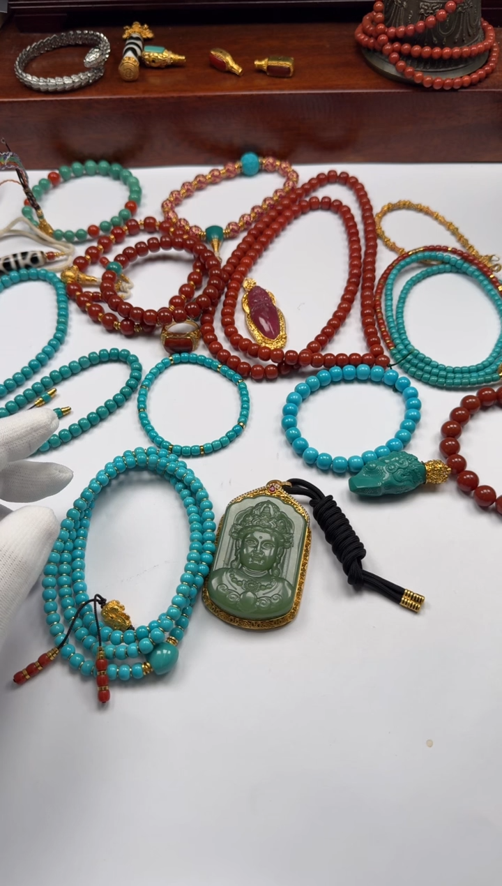 【闪购商品】绿松石手串手串18K金镶嵌手串手串