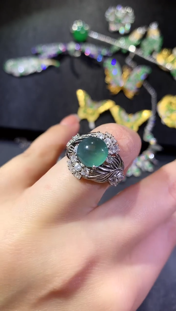 【闪购商品】翡翠戒指银S925镶嵌235戒指