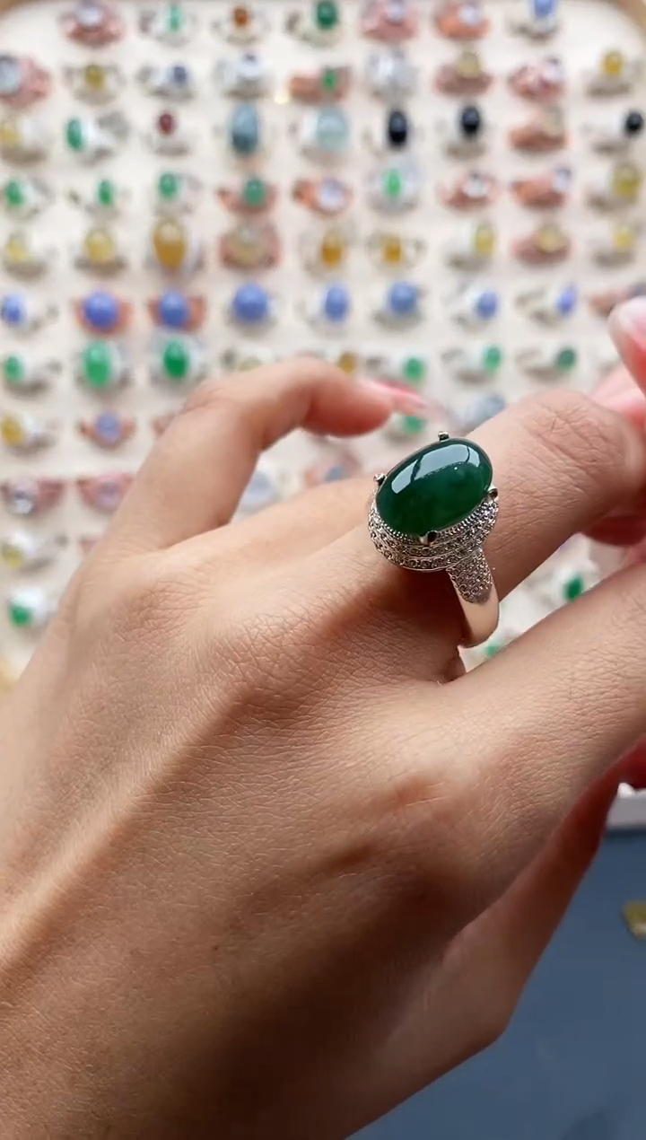 【闪购商品】翡翠戒指未镶嵌缅甸天然A货翡翠333  4+2