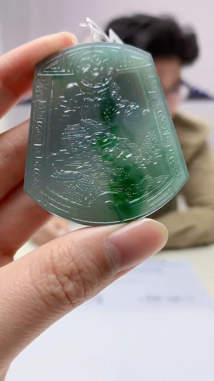 【闪购商品】定制翡翠未镶嵌4688zm-毛货赠珠链山水157