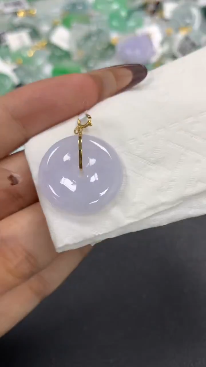 颈饰18K金镶嵌翡翠a货假一赔三支持复检百元上9元证书费自理