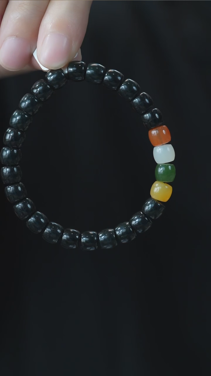 手串未镶嵌和田玉手串黑羊脂8