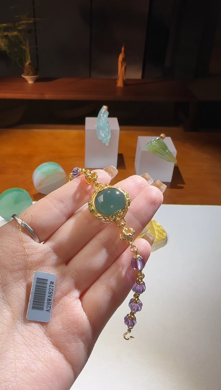 银S925镶嵌翡翠手链【鑫鑫】