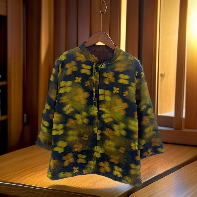 315【金姐专属】新款新中式复古双面气质网红黄色木棉花外套