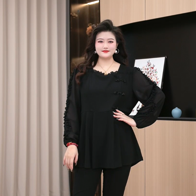 胖晶晶定制大码女装秋季新款百搭洋气显瘦新中式收腰上衣241325