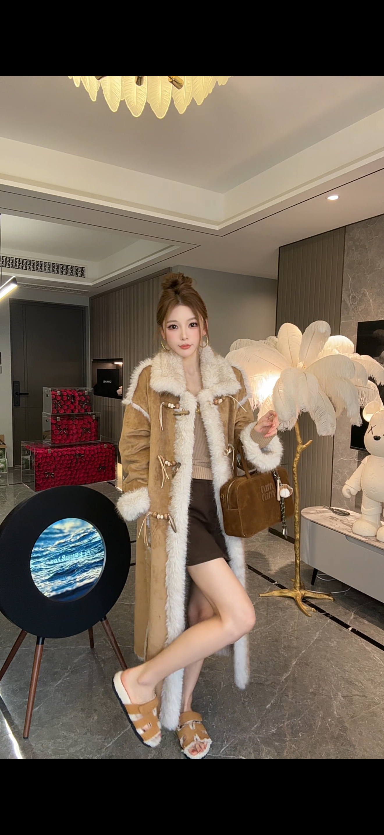 【linlin 定制】厚款宽松型长款加绒加厚款风衣气质时尚轻奢88183
