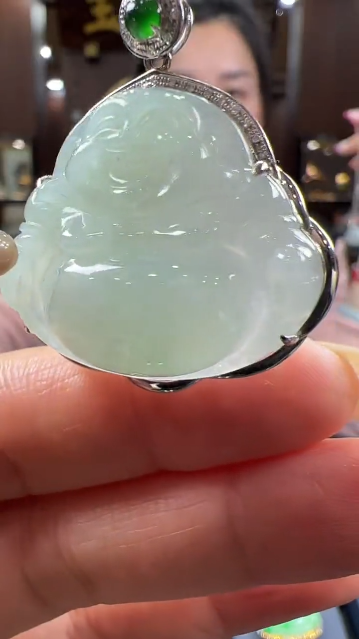 【闪购商品】翡翠挂件18K金镶嵌佛公 不含链