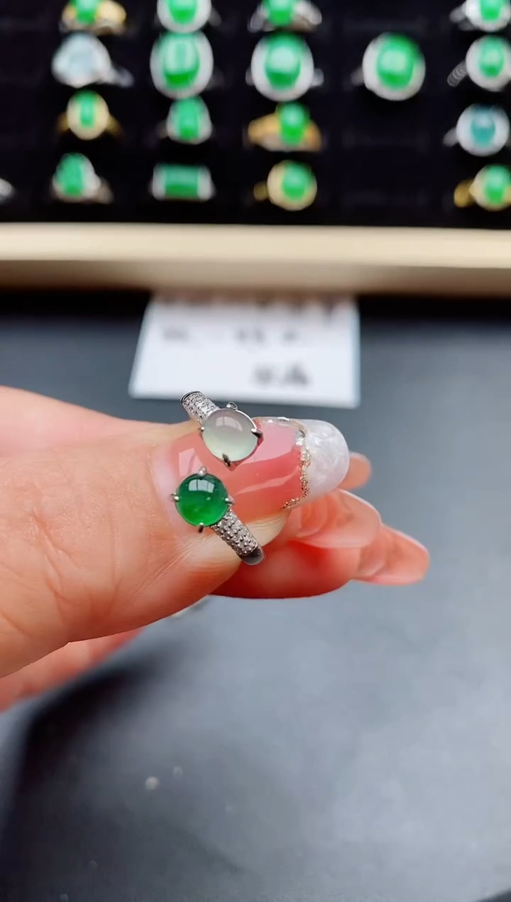 【闪购商品】翡翠戒指银S925镶嵌058080