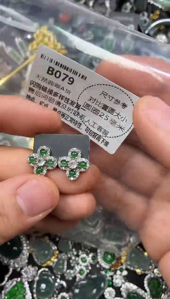 颈饰未镶嵌翡翠B079耳钉